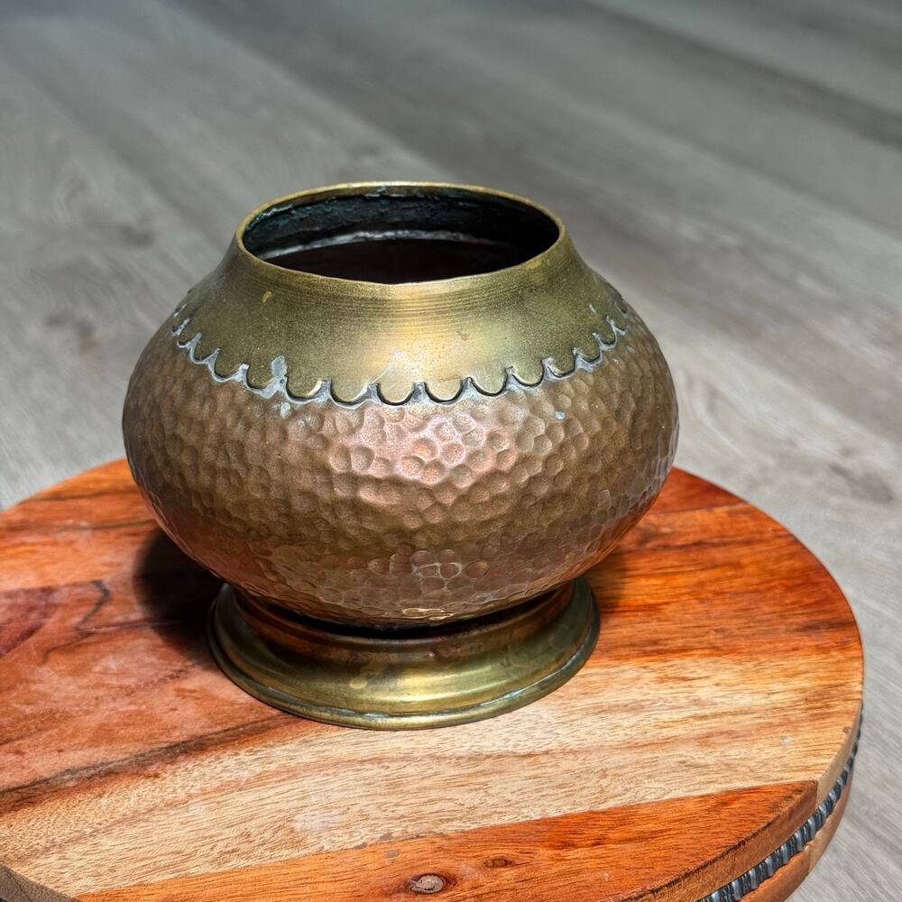 Vintage Maudoux Dinant Belgium Hammered Copper & Brass Vase Made in Belgium MCM